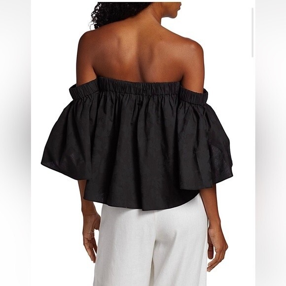 Michelle Smith Lola Top Off The Shoulder Black Poplin Cotton NWT S - Picture 4 of 11